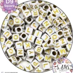 Square Golden Alphabet Letter Beads White Background For Jewelry Making, Bracelet Making Accessories Buy Online in Pakistan at SAMS SUPPLIES in Wholesale Prices